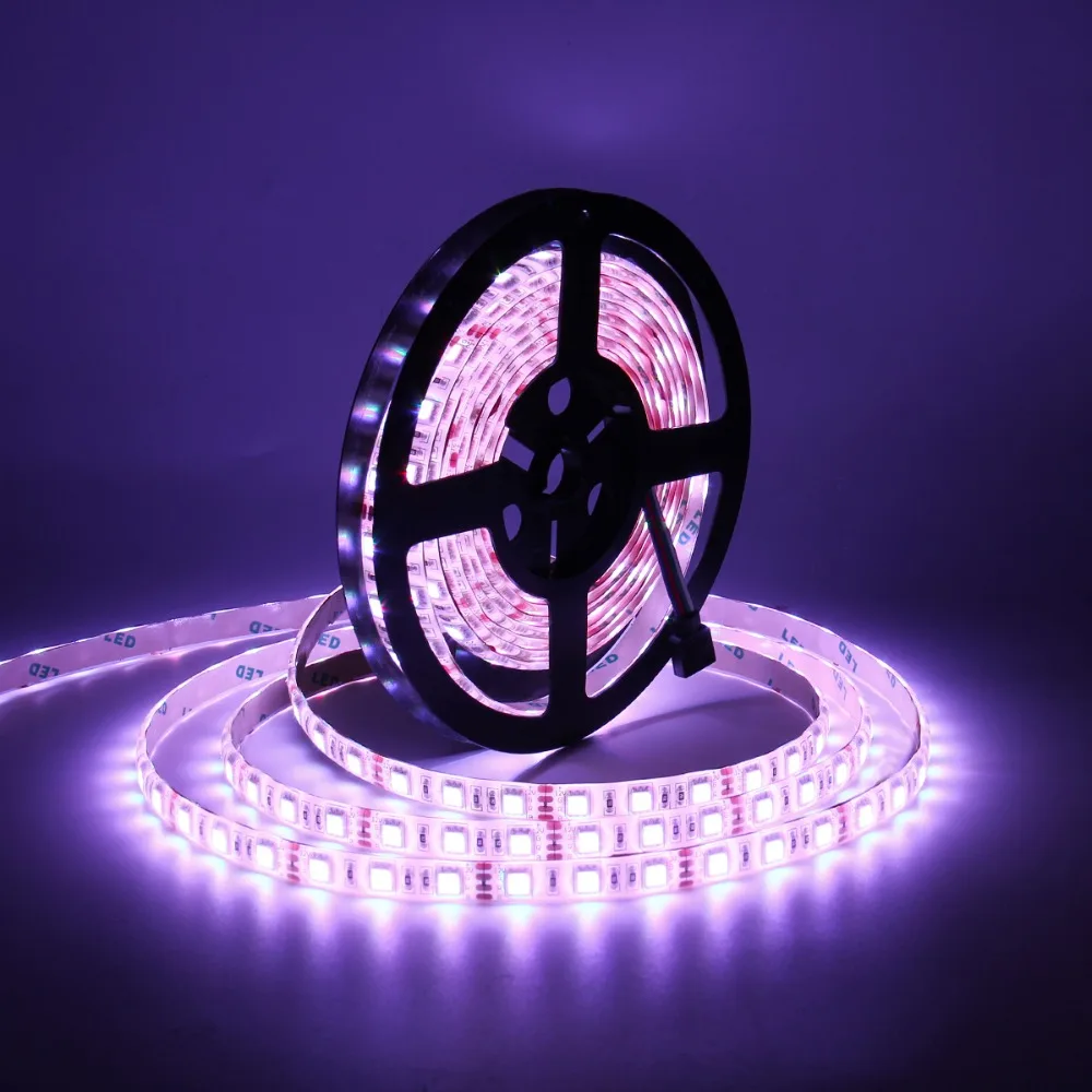 5050 SMD RGB LED Strip Light Kit 5M 60LEDsm DC 12V Waterproof IP65 Lamp Band with IR Remote Controller Power Adapter US EU Plug (21)