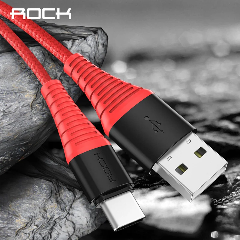 

3A USB Type C Cable, ROCK Hi-Tensile USB Type-c Cable Fast Charging Sync Data Cable for Galaxy S8 plus Note 8 Oneplus 2 Xiaomi