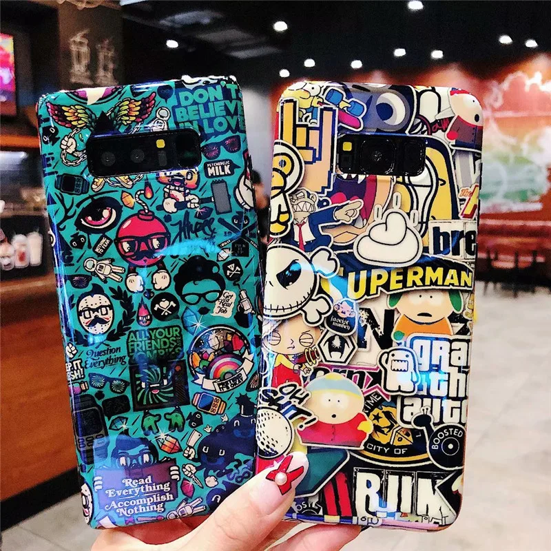 

S10Plus Silicone Case on for Samsung Galaxy S10 Plus Phone Case for Samsung S 10 S10e Funny Graffiti Blu-Ray Soft TPU Back Cover