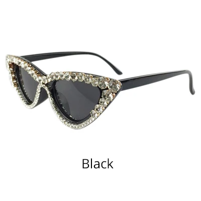 Ralferty Bling кошачий глаз солнцезащитные очки Женские Роскошный Кристалл из горного хрусталя солнцезащитные очки для женщин брендовые Украшенные оттенки Oculos G1903 - Цвет линз: Black