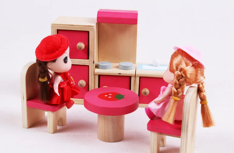 Кукольный домик дом DIY Дом имитация реальной жизни мебель деревянные ролевые игры Розовая кукла вилла день рождения церемония игрушки для детей