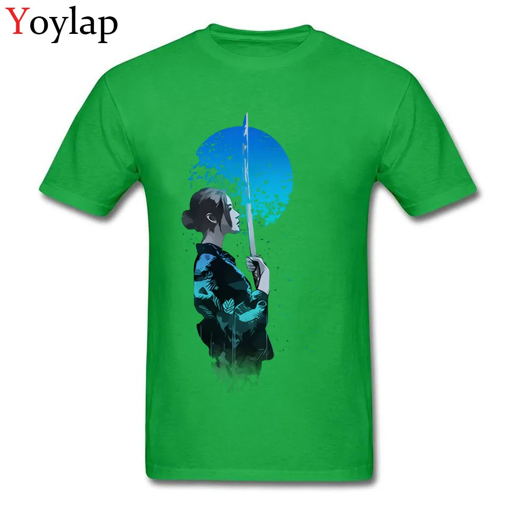 Cheap Printed On T-shirts Summer Pure Cotton O-Neck Tops Tees Short Sleeve Printed On Blue Moon Samurai Tee-Shirts Top Quality green