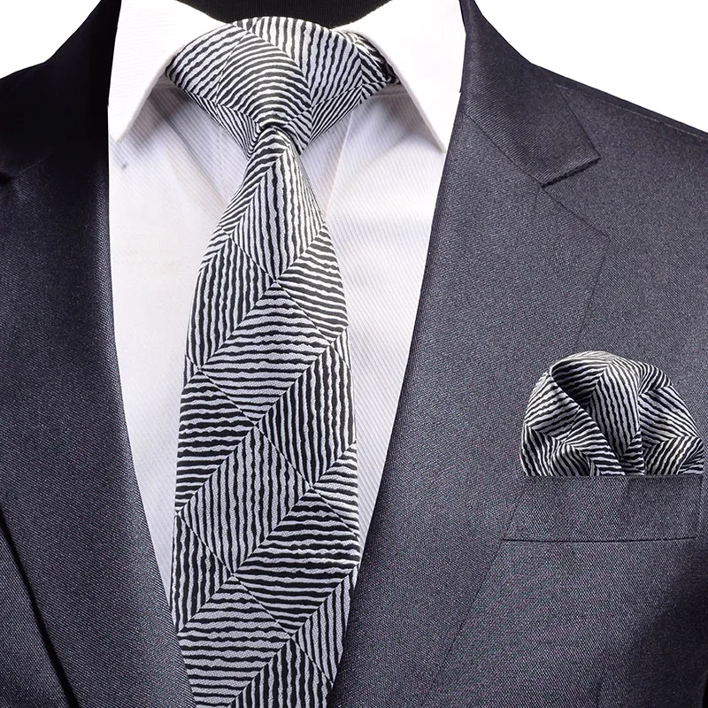 

GUSLESON New Design Silk Jacquard Woven Men Tie Fashion Plaid Striped Dots Necktie Handkerchief Set for Party Wedding