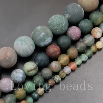 

5Strands/Lot Natural Indian Agate Matte Frosted Gems Stones Round Spacer Beads 15.5" Diy 4mm 6mm 8mm 10mm 12mm