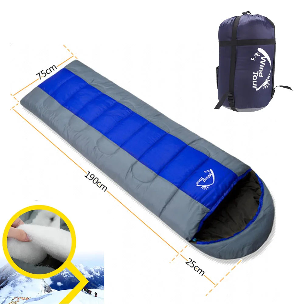 Штормовка, осенне-зимний конверт с капюшоном для путешествий, кемпинга, водонепроницаемый толстый спальный мешок 1,3 кг, термальный спальный мешок для взрослых