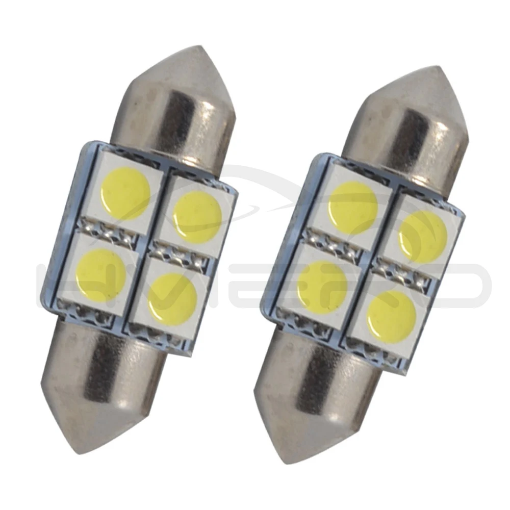 10X белый C5w C10W 31 мм 4smd 5050 DC 12 В Автоматическая внутренняя светодиодная подсветка лампы с двойным острым носком для чтения гирлянда Купол Лицензия лампа