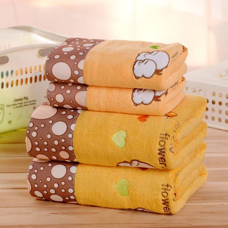 ZHUO MO 3pcs Quick-Drying Cartoon Couple Rabbit 4 colors Microfiber Towel Set Bath Towel Face Beach Towel toallas for Bathroom