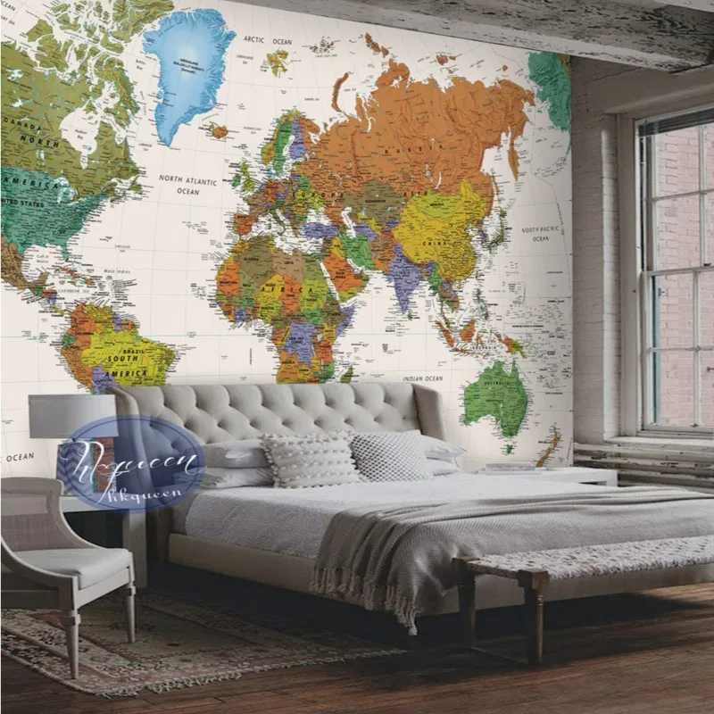 Retro World Mariner Map Hotel Themed Wall stereo office decoration bedroom living room wallpaper bathroom mural