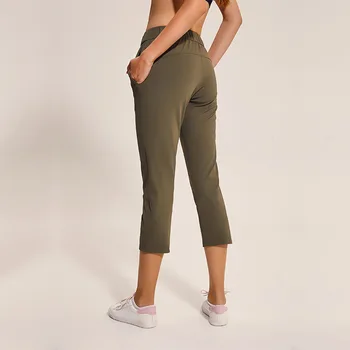 

NWT Women Outside Pockets Gym Capris 4 way Stretch Fabric Boot Cut Casual Crop Sports Yoga Leggings with Wide Leg Leggings