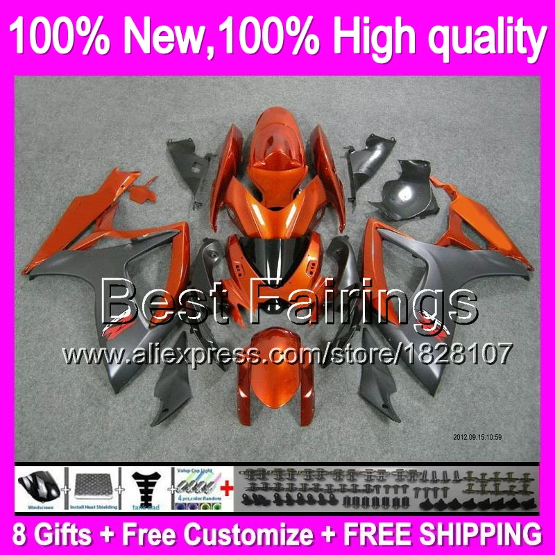 

Fairing For SUZUKI GSX R600 Orange black 06 07 GSXR750 06-07 3B855 GSXR 600 750 K6 R750 Matte black GSXR600 2006 2007 +Decal