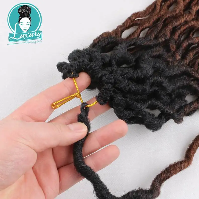 Роскошные для плетения Faux locs Curly вязаные волосы 24 пряди Омбре блонд крючком косички 20 дюймов 50 см синтетические косички