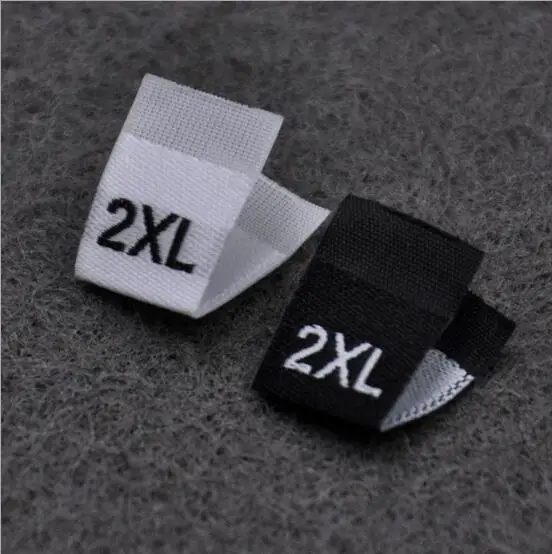 Бирки размеров для одежды Рубашки Черно-белые тканые бирки размеров одежды для одежды