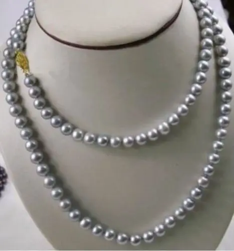 

FREE shipping>>>>>>48" Beautiful 9-10MM NATURAL SOUTH SEA GENUINE GRAY PEARL NECKLACE Gold 14K new