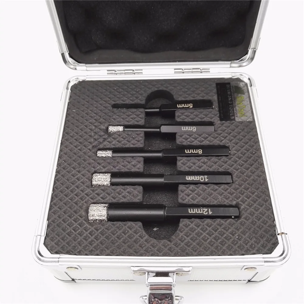 Diatool 5 шт. набор сверл вакуумной пайки diamond core bits с шестигранным хвостовиком, сухого бурения биты, профессиональное качество