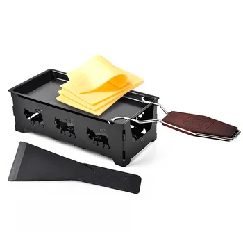 

NEW Non-Stick Metal Cheese Raclette Baking Pan Oven Grill Plate Rotaster Baking Tray Stove Frame Spatula Set Kitchen Baking Tool