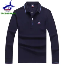 TACE& SHARK, Мужская рубашка поло, брендовая,, модная, повседневная, тонкая, хлопок, поло, вышивка, бизнес, для мужчин, с длинным рукавом, поло, рубашки, одежда