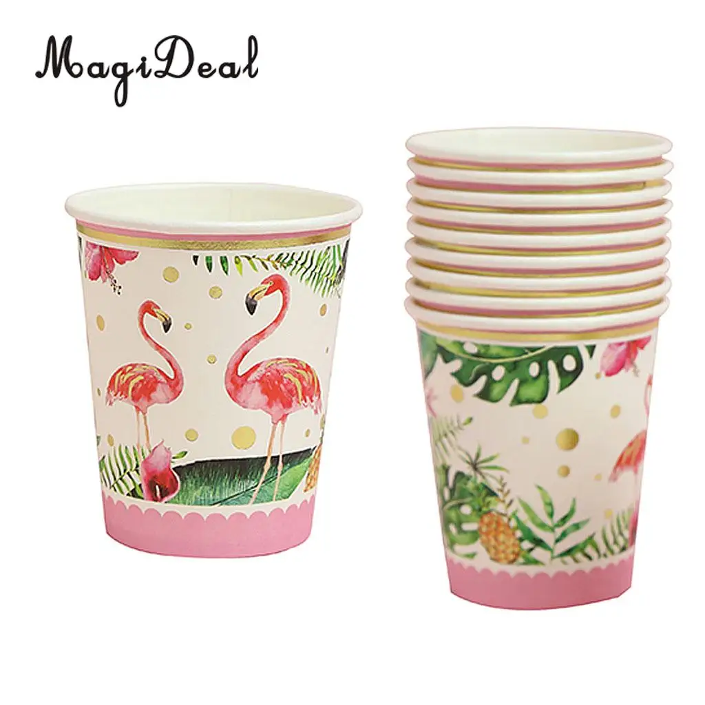 20 Set Tropical Hawaiian Flamingo Disposable Paper Plates Cups Hawaiian Luau Baby Shower Cocktail Party Tableware