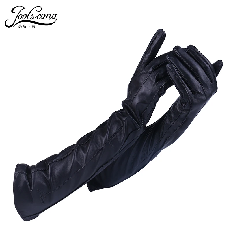JOOLSCANA long sleeve gloves leather winter gloves women genuine