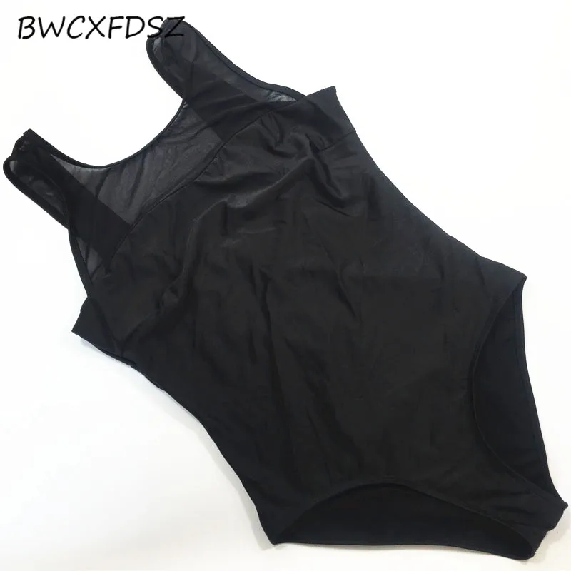 BWCXFDSZ 2018New Bandage Swimsuit Solid Color Black Women Swimmingsuit Cut Out Backless Bathing Suit Female Beach Suit Sexy Mesh Monokini Bodysuit