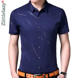 2019 новая рубашка Мужская модная одежда платье с коротким рукавом Повседневная slim fit линия мужские рубашки уличная camisa социальной masculina 1098