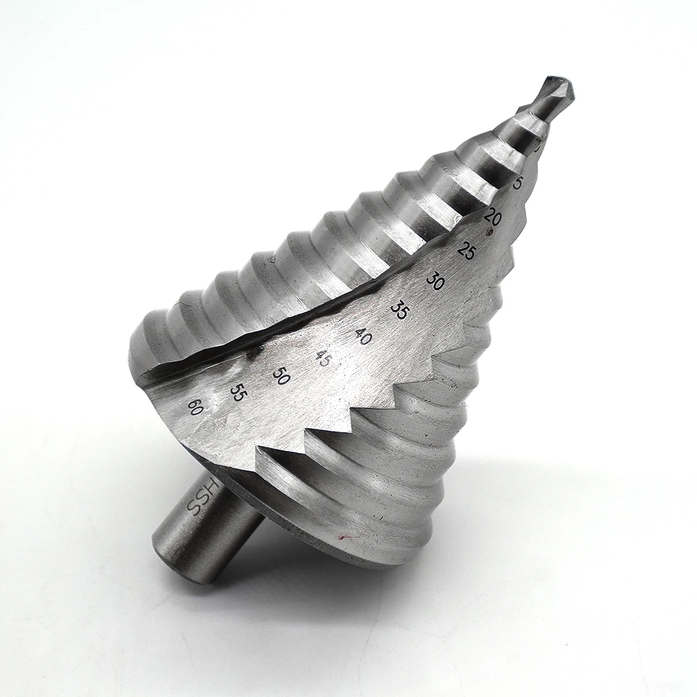 

6-60MM HSS 4241 Spiral Flute Step Drill Bit 12 Steps 13mm Shank Increment Steel Step Cone Drill Bit Hole Cutting Twist Drilling