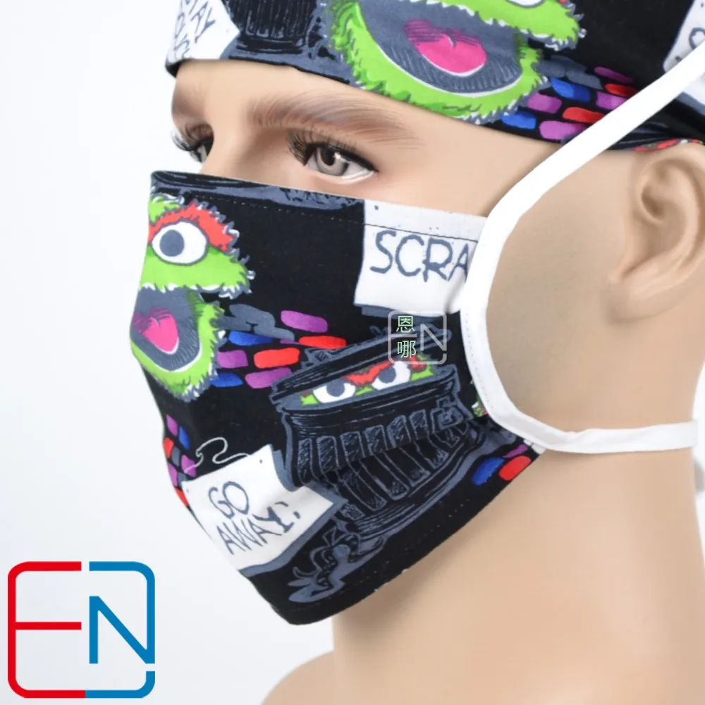 Hennar черные хирургические шапки маски для мужчин мультфильм печати хлопок скраб больничные шапочки медицинские шапочки маска для мужчин медицинские аксессуары