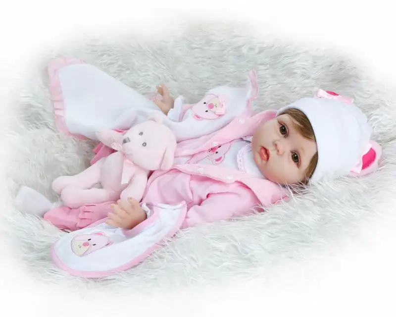 55 см Силиконовые bebes Reborn Baby Doll игрушки с мини-аксессуары в виде мишки сладкие Куклы принцессы прекрасный подарок на день рождения девочки paly игрушка