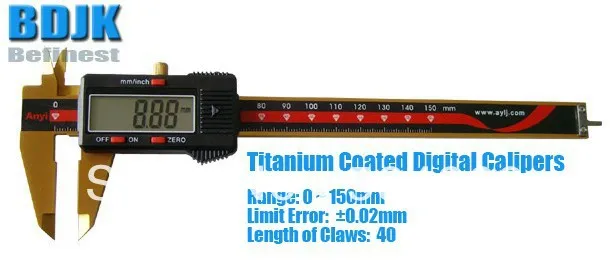 

Range 0~150mm Titanium Coated Digital Vernier Calipers / Measuring Instrument with 0.02mm Limit Error