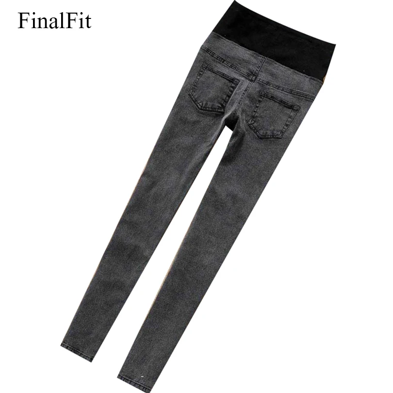 

FinalFit Maternity Jeans for Pregnant Women Gray Long Jeans