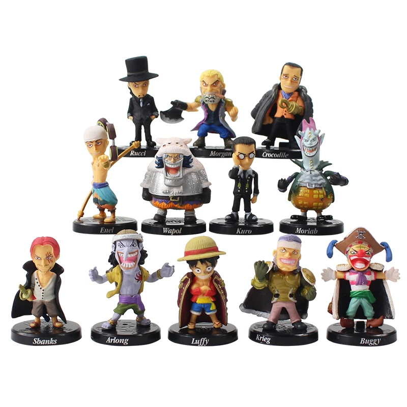 12 шт./лот цельнокроеные фигурки капитана Луффи Shanks Enel крокодил Багги Мория лакчи