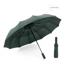 Большой зонт мужчины/женщины три складные анти-УФ ветрозащитный зонтик от дождя 12 кости Автоматический ветрозащитный утолщенный бизнес-зонтик