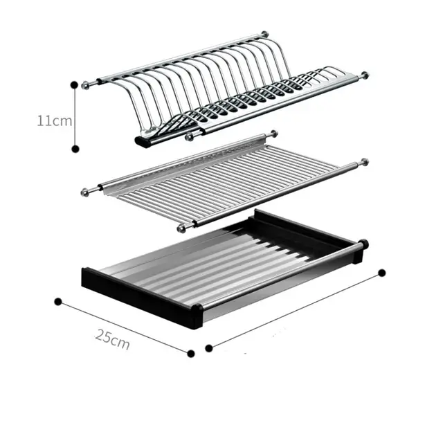 Diy 2 Tier Stainless Steel Cabinet Dish Drying Rack Plate Storage