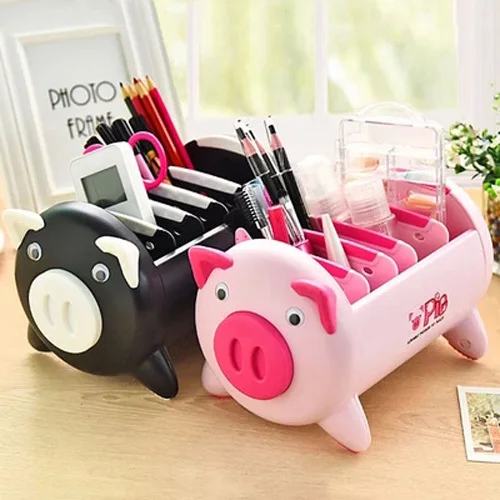 

Cute Black Pink Pig Storage Boxes Desktop Phone Remote Control Organizer Storage Box Jewelry Storage Boxes Makeup
