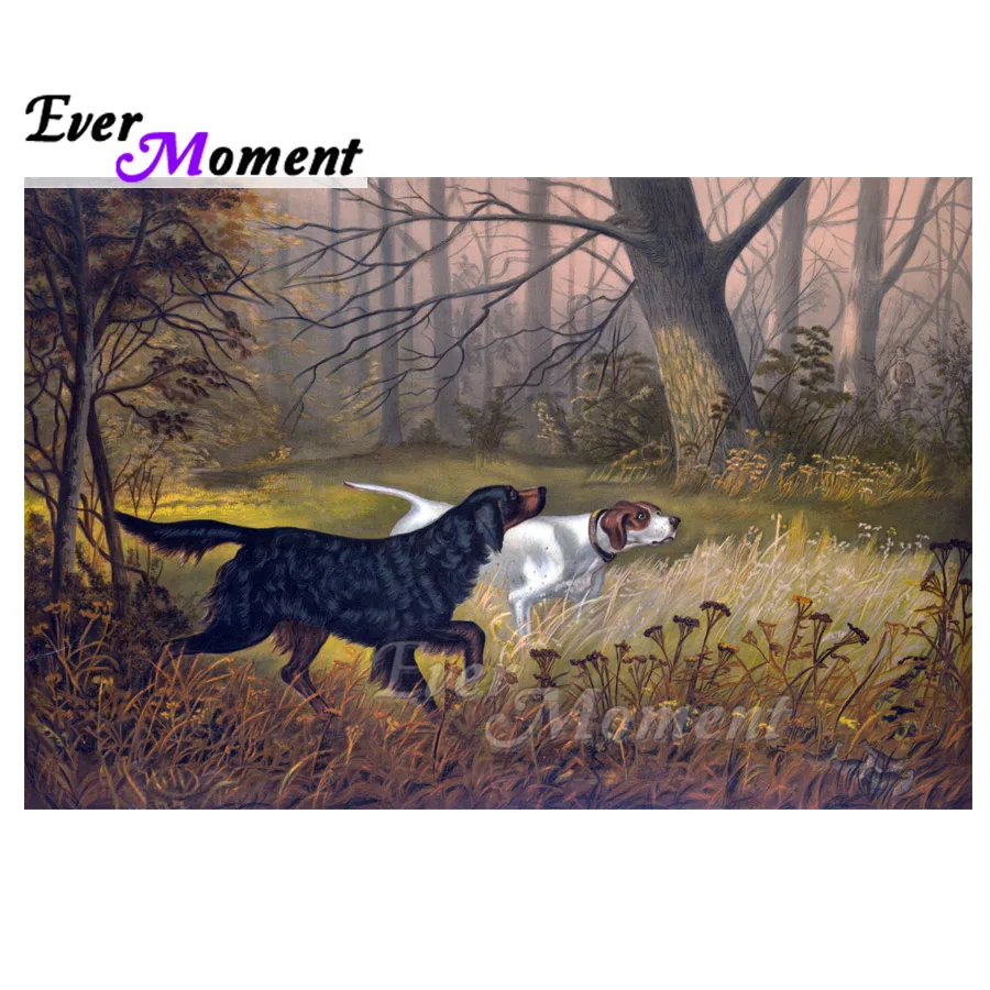 Картина с бриллиантами Ever Moment белое черное дерево для собак полное квадратное