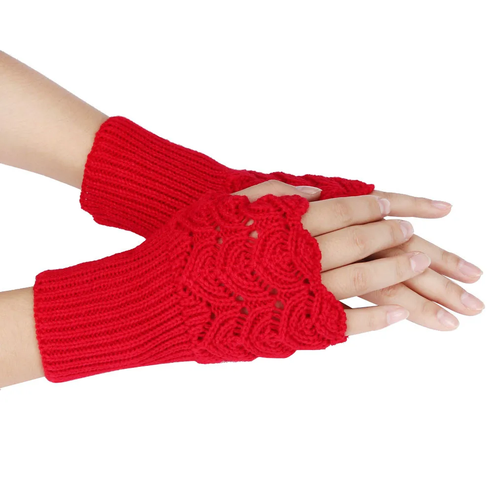 Women's Warm Winter Brief Paragraph Knitting Half Fingerless Gloves guantes mujer Solid color Christmas gloves#P