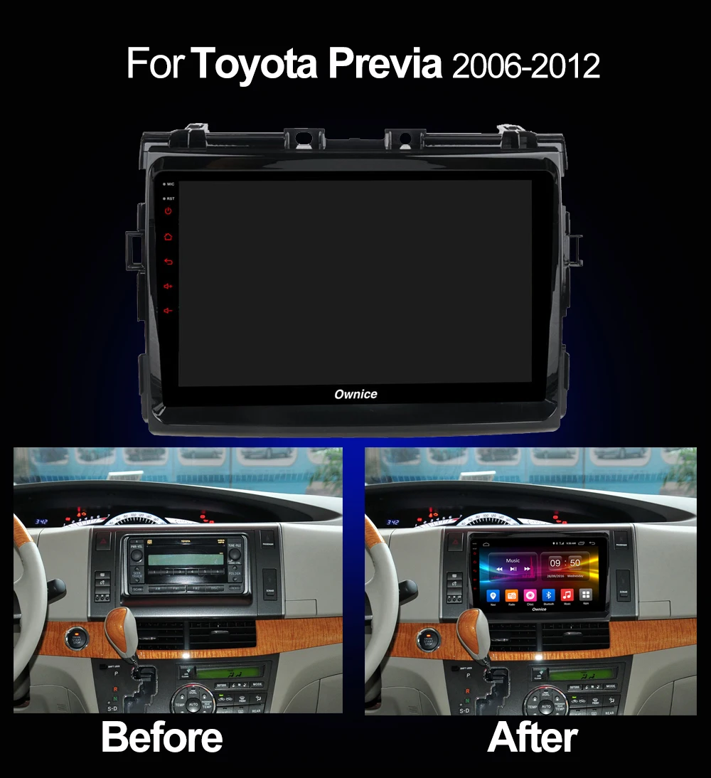 Best 1Din 9" IPS Android 9.0 Car DVD Player For Toyota Previa 2006 2007 2008 2009 2010 2012 Octa Core 4G+32G GPS Radio DSP CarPlay 2