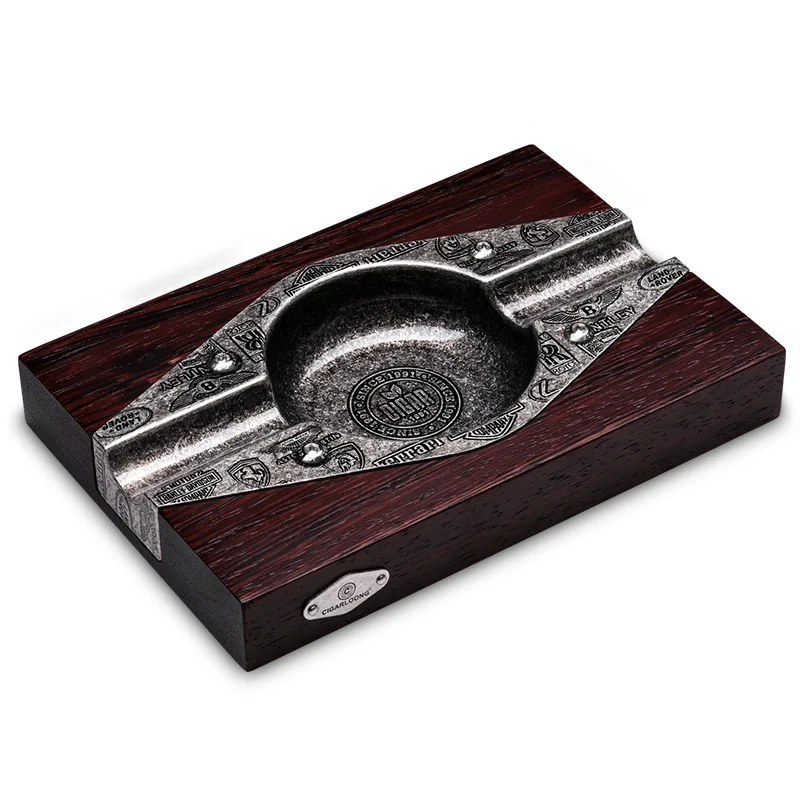 Solid Wood retro large cigar ashtray large diameter 2 smoke trough AH