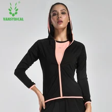Vansydical женская рубашка для йоги куртка с капюшоном спортивный костюм с длинными рукавами футболка для тренажерного зала и бега фитнес облегающая одежда для верхней части тела тренировочное спортивное пальто