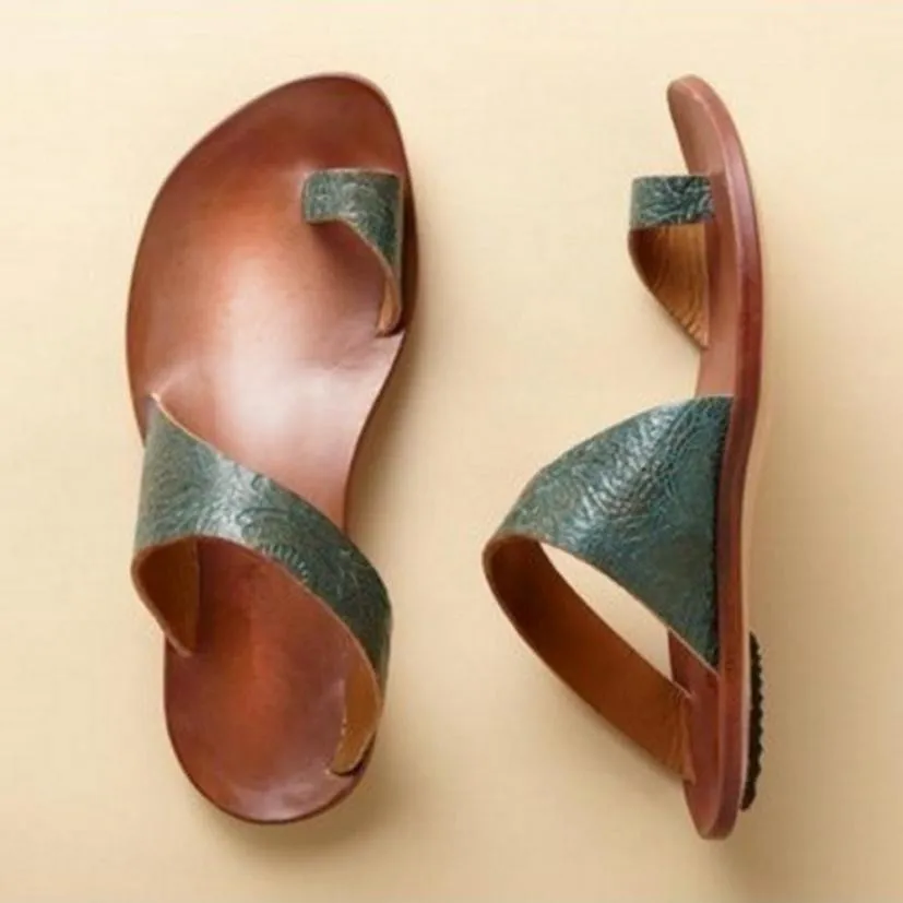 

Vintage Summer Women's Roman Slippers Size 35-43 Ladies Sandals Open Toe Fashion Footwear Flat Ankle Sandalias Mujer Beach Shoes