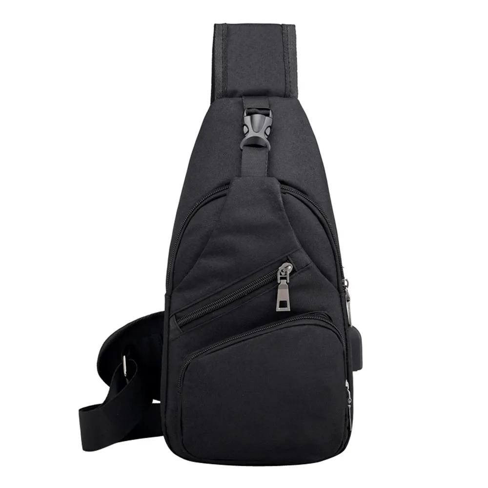 

2018 NEW Arrival concise style Leisure Unisex Fashion solid Multifunction Cross body Bag Outdoor Casual Chest Bag USB DROPSHIP