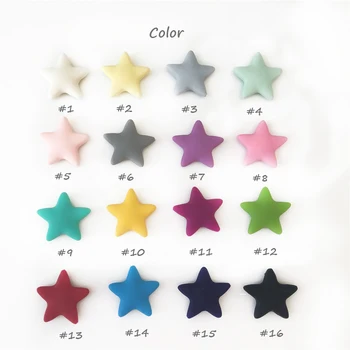 

3PCS 38MM Silicone Star Chew beads Mix color DIY Pacifier chain Necklace teether nippler chewable nurise BPA free food safety