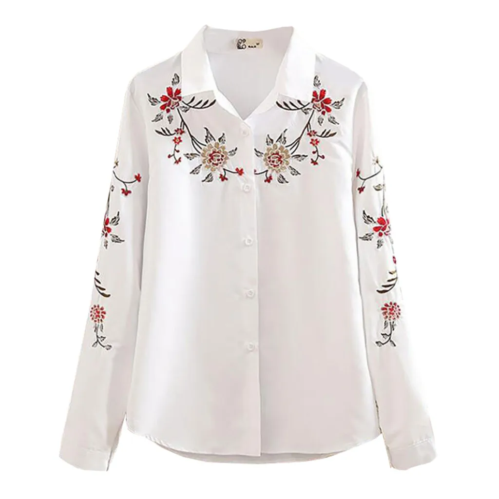 Женская модная блузка с длинными рукавами, женская рубашка с вышивкой в Корейском стиле, Офисная Женская Повседневная Свободная блуза, топы Femininas
