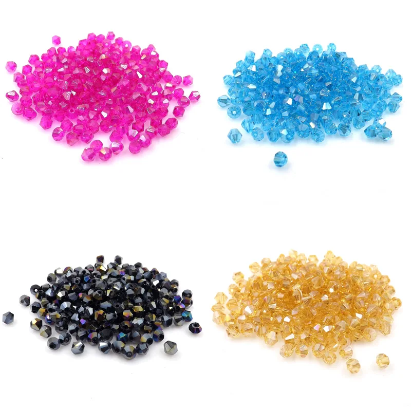 

New 5301 4mm 200pcs Glass Crystals Beads Bicone Faceted Bead loose Spacer Beads Fantas AB DIY Jewelry Making U pick color