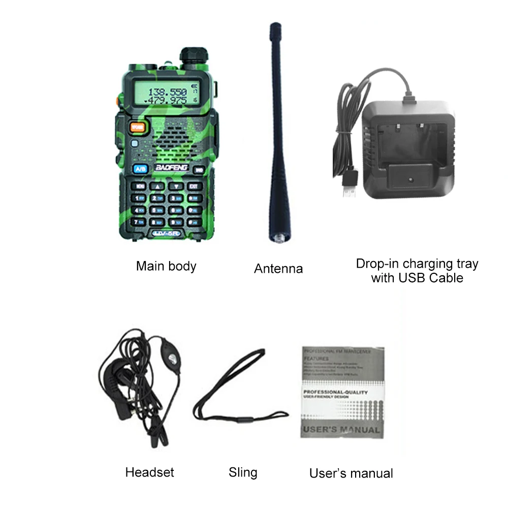 BAOFENG UV-5R портативная рация двухстороннее радио fm-приемопередатчик двухдиапазонный DTMF кодированный VOX сигнал тревоги светодиодный фонарик ключ замок - Цвет: EU plug