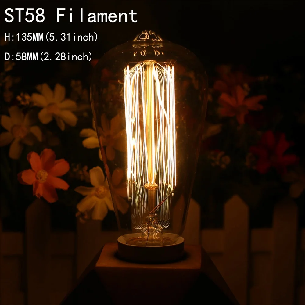 Винтажная лампа Эдисона E27 220 В 40 Вт ST64 A19 A60 T45 T185 G80 G95|Светодиодные лампы и трубки| |
