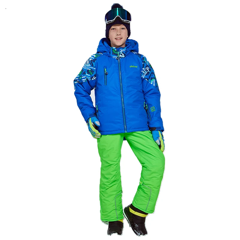 

Winter Skiing Suits for Boy Outdoor Jackets Overalls Children Snow Sets 2019 Snowboard Waterproof Blue Fleece Kids Sport Wear