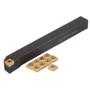 

1pc SCLCR1010H06 Tool Holder Boring Bar 100x10x10mm + 10pcs CCMT0602 Inserts Mayitr with T8 Wrench For Lathe Turning