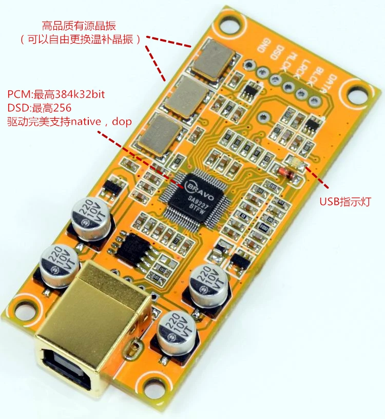 YJ00401 SA9227 384K 32bit DAC дочерняя карта с поддержкой DSD256 выход может выбрать