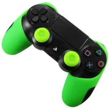 IVYUEEN, 12 цветов, для Playstation Dualshock 4, PS4 PRO, тонкий контроллер, силиконовый, толстый, половинный чехол+ 2 ручки для большого пальца - Цвет: Зеленый