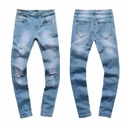 Модные мужские рваные приталенные мотоциклетные винтажные джинсы хип-хоп уличные брюки джинсы мужские Slim Fit Modis Erkek Kot Pantol 10